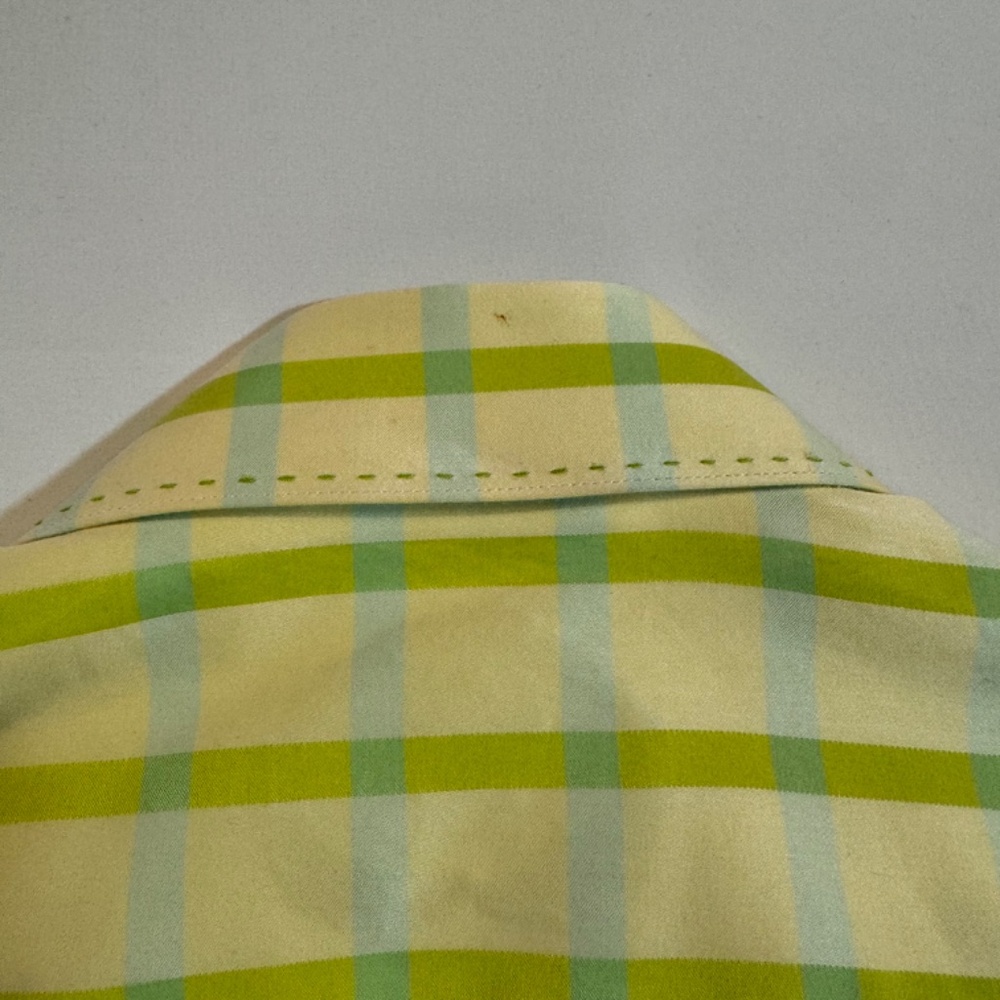 Bugatchi Button Down Yellow/Green Plaid Shirt - image 7